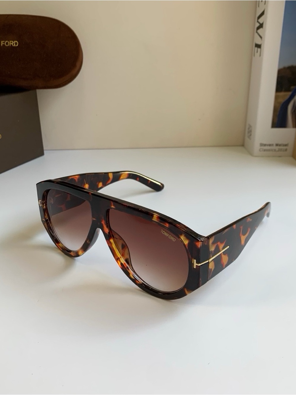 Tom Ford Men’s Tortoiseshell Sunglasses with Brown Gradient Lenses